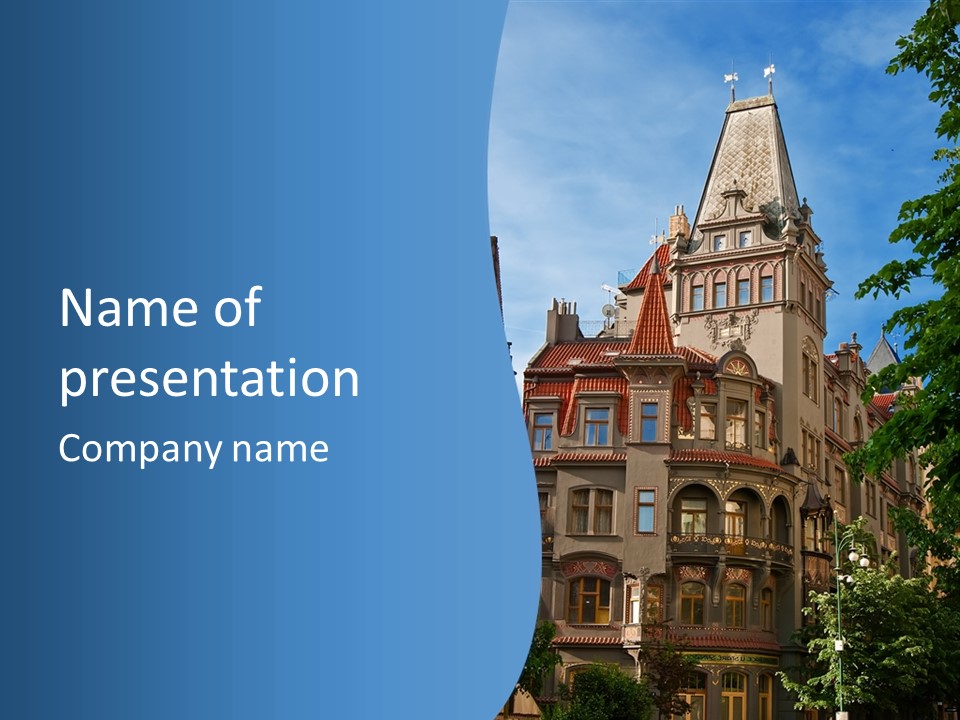 A Large Building With A Steeple On Top Of It PowerPoint Template