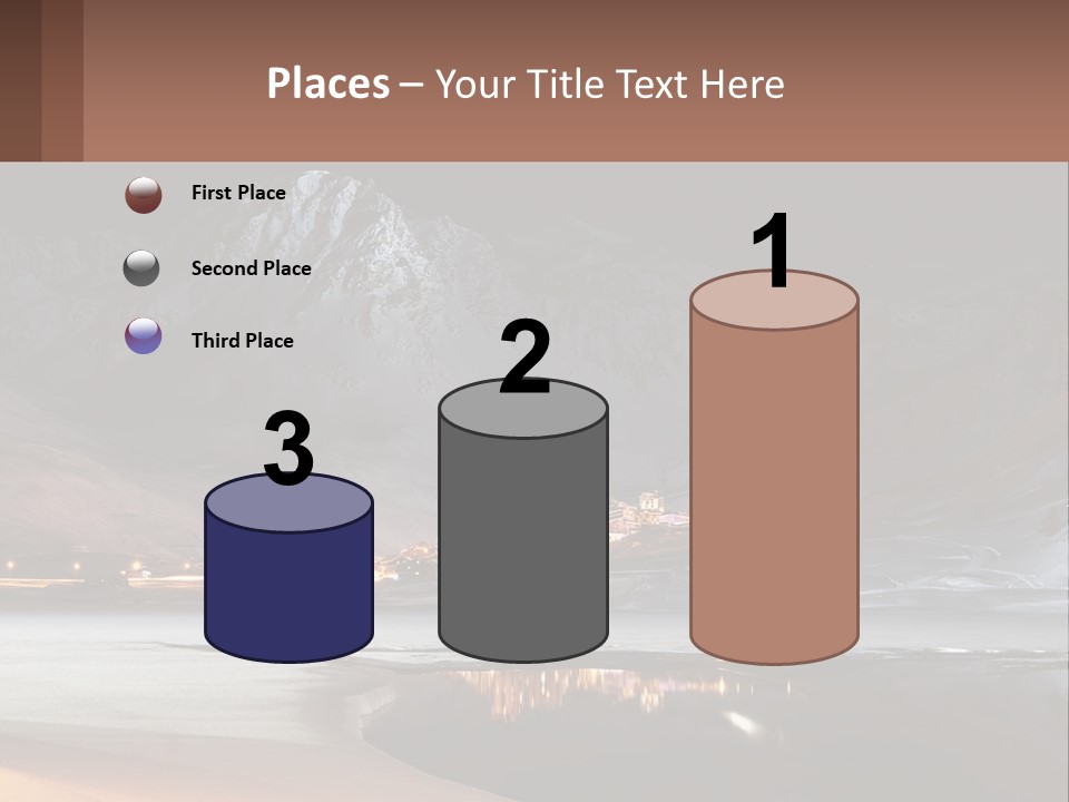 A Snowy Mountain With A Town Lit Up At Night PowerPoint Template