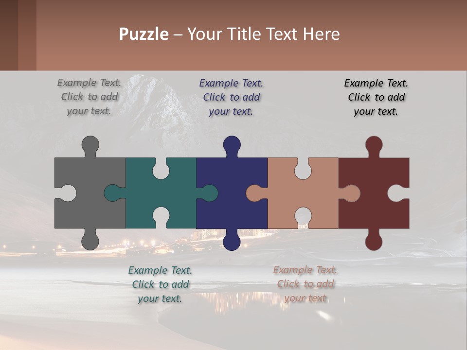 A Snowy Mountain With A Town Lit Up At Night PowerPoint Template