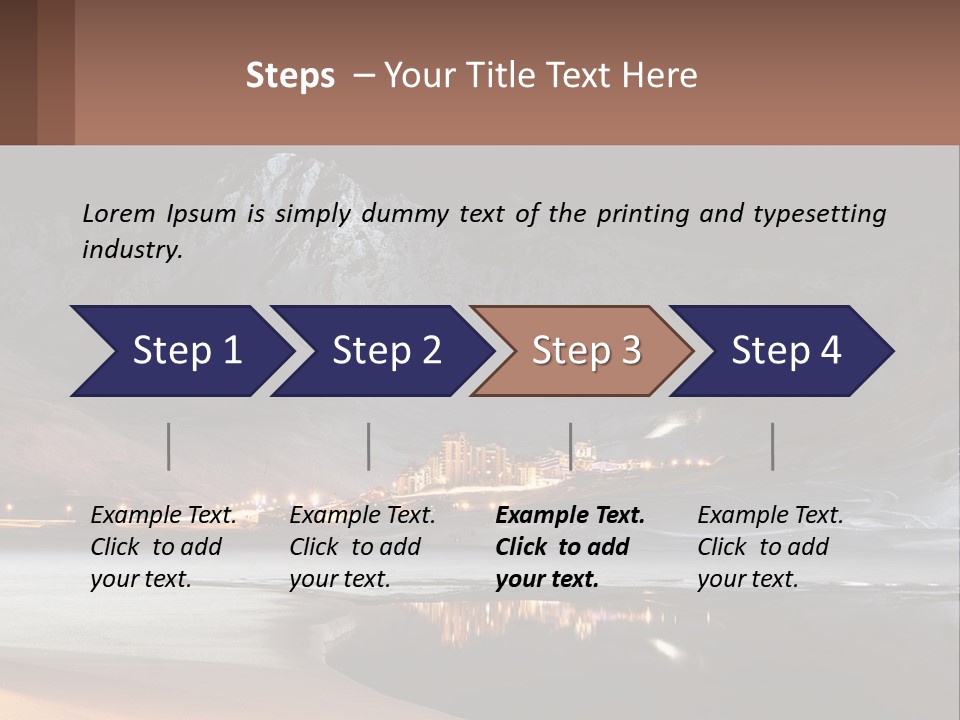 A Snowy Mountain With A Town Lit Up At Night PowerPoint Template