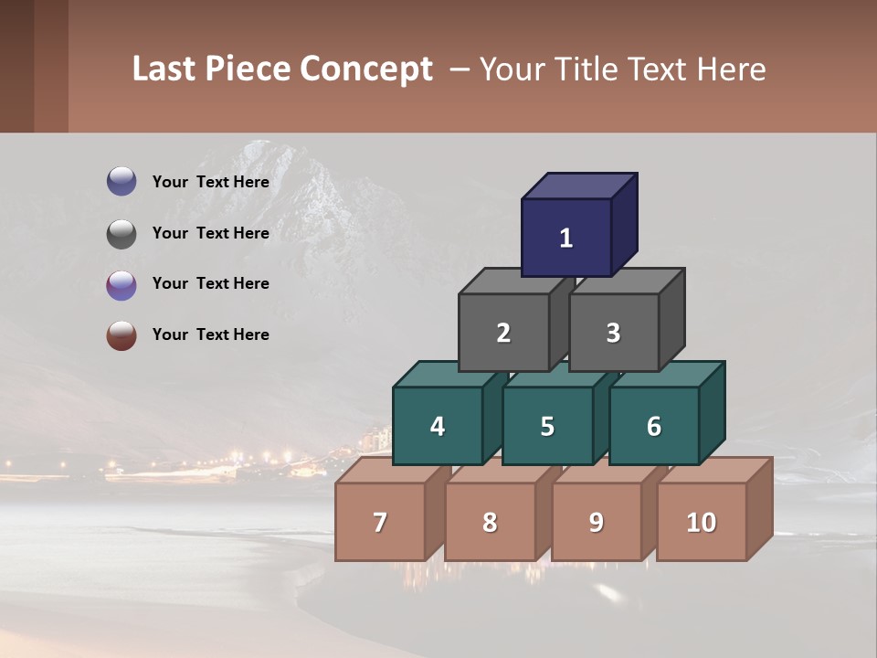 A Snowy Mountain With A Town Lit Up At Night PowerPoint Template