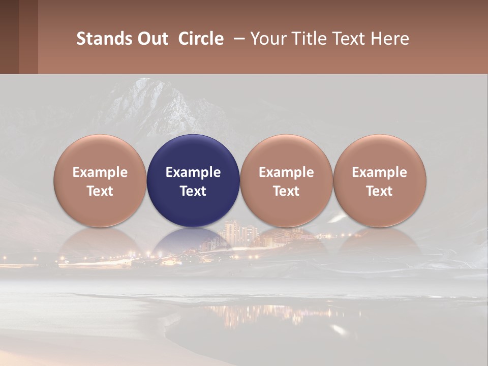A Snowy Mountain With A Town Lit Up At Night PowerPoint Template