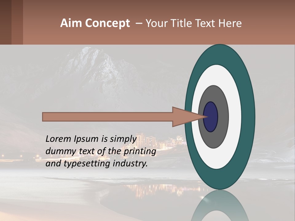 A Snowy Mountain With A Town Lit Up At Night PowerPoint Template