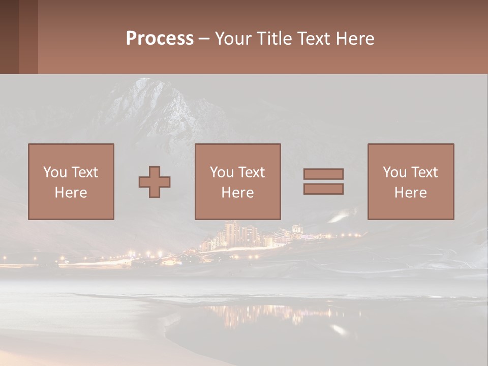 A Snowy Mountain With A Town Lit Up At Night PowerPoint Template