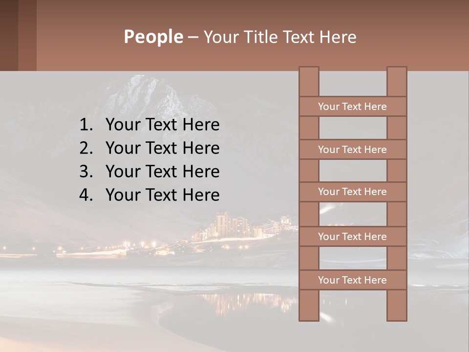 A Snowy Mountain With A Town Lit Up At Night PowerPoint Template