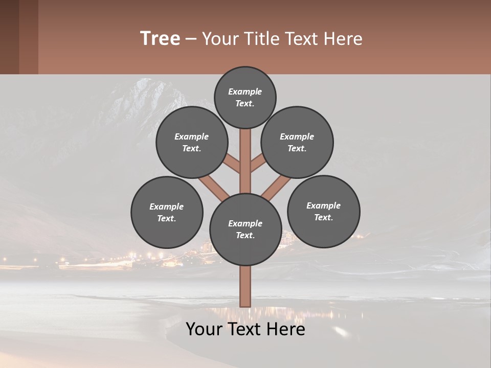 A Snowy Mountain With A Town Lit Up At Night PowerPoint Template