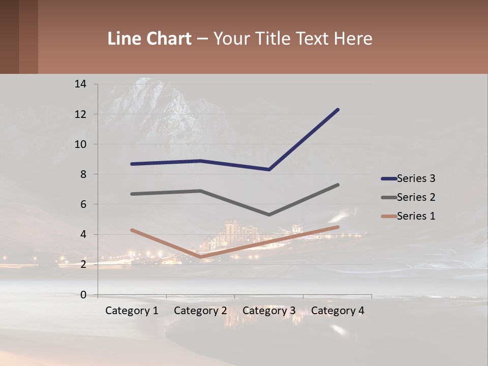 A Snowy Mountain With A Town Lit Up At Night PowerPoint Template