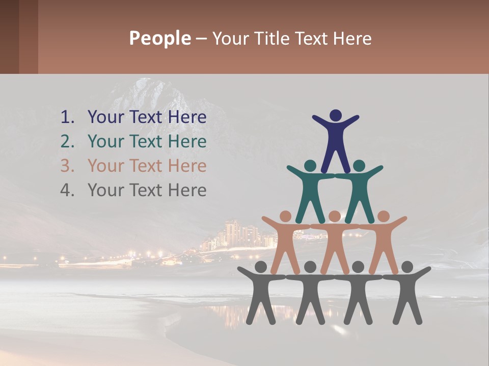 A Snowy Mountain With A Town Lit Up At Night PowerPoint Template