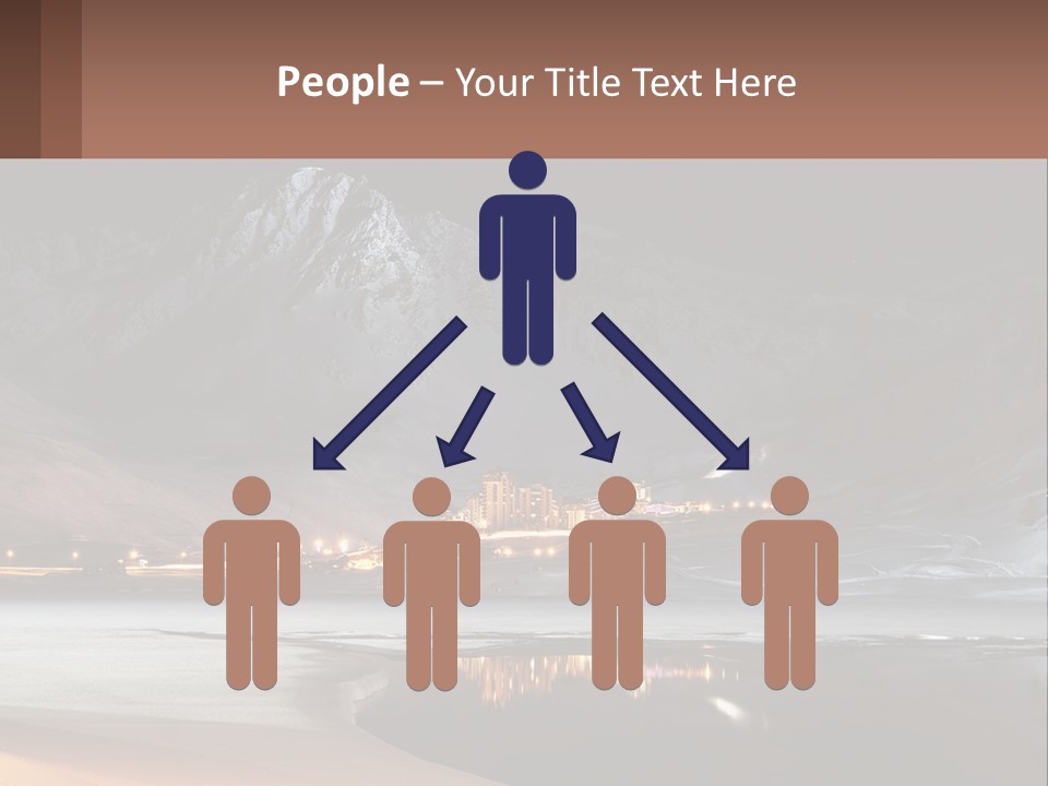 A Snowy Mountain With A Town Lit Up At Night PowerPoint Template