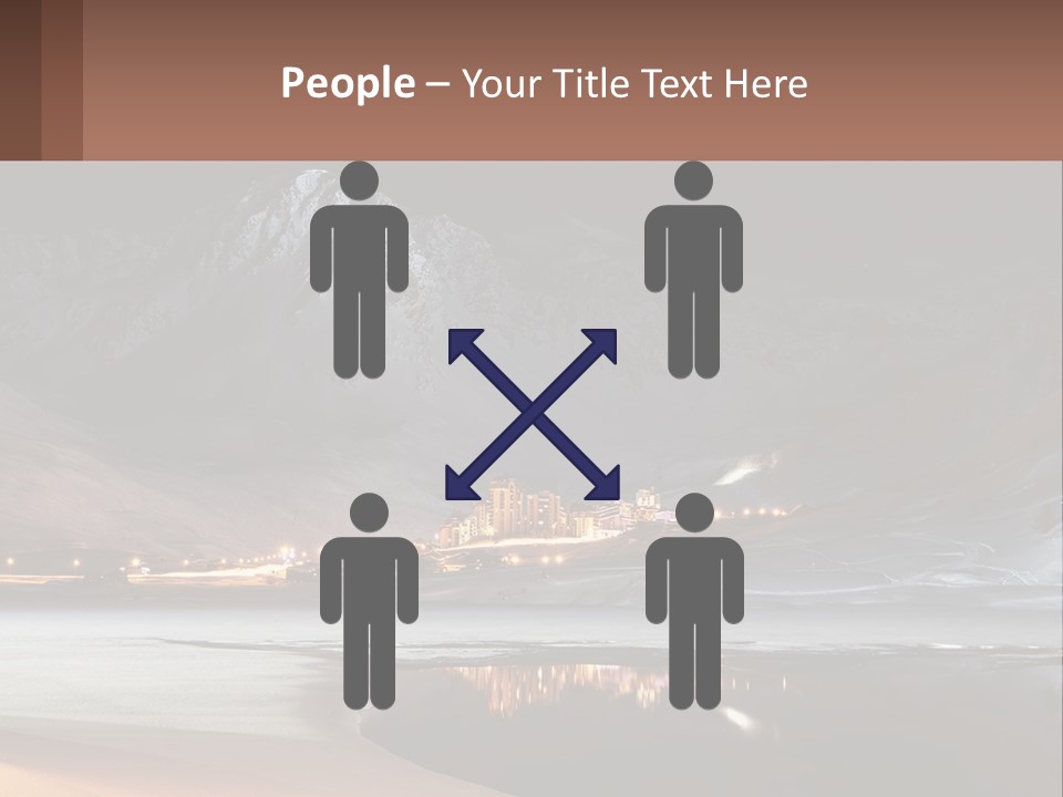 A Snowy Mountain With A Town Lit Up At Night PowerPoint Template