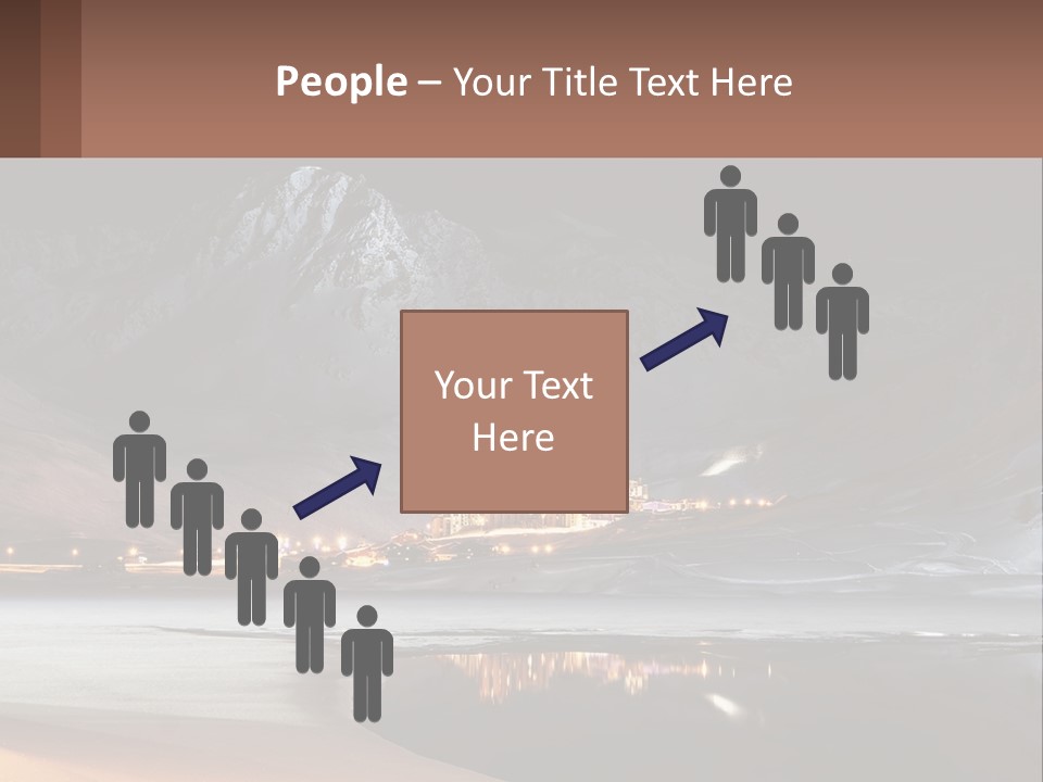 A Snowy Mountain With A Town Lit Up At Night PowerPoint Template