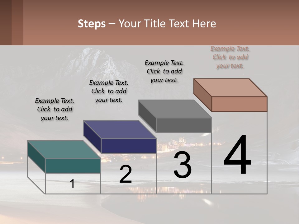 A Snowy Mountain With A Town Lit Up At Night PowerPoint Template