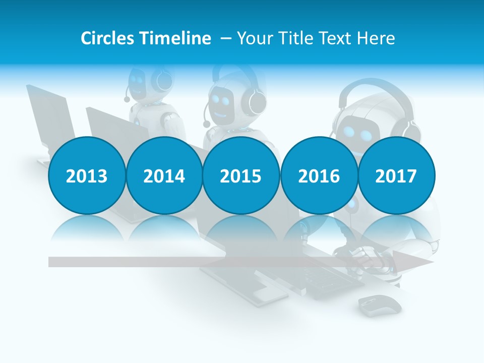 A Group Of Robots Sitting In Front Of Computers PowerPoint Template