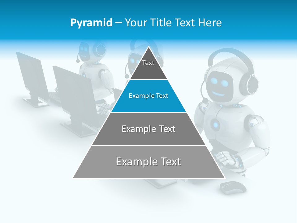 A Group Of Robots Sitting In Front Of Computers PowerPoint Template