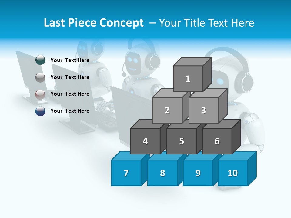 A Group Of Robots Sitting In Front Of Computers PowerPoint Template