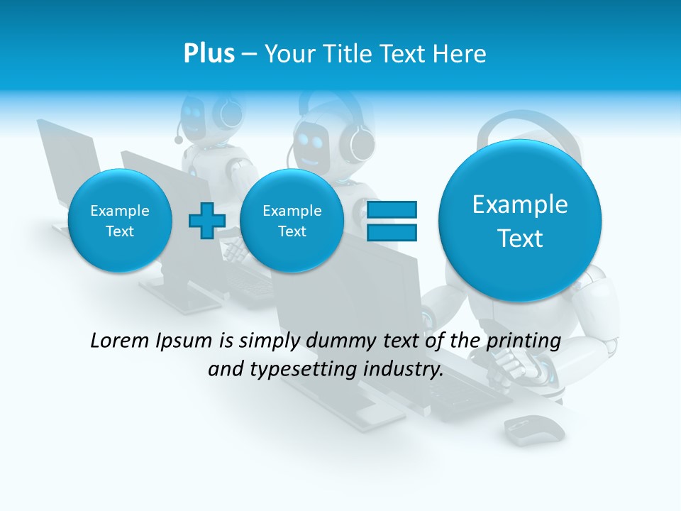 A Group Of Robots Sitting In Front Of Computers PowerPoint Template