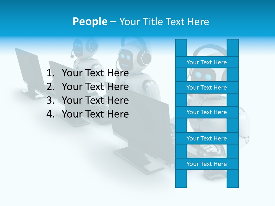 A Group Of Robots Sitting In Front Of Computers PowerPoint Template