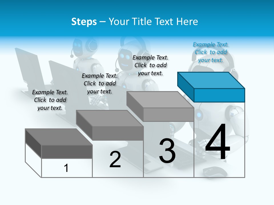 A Group Of Robots Sitting In Front Of Computers PowerPoint Template