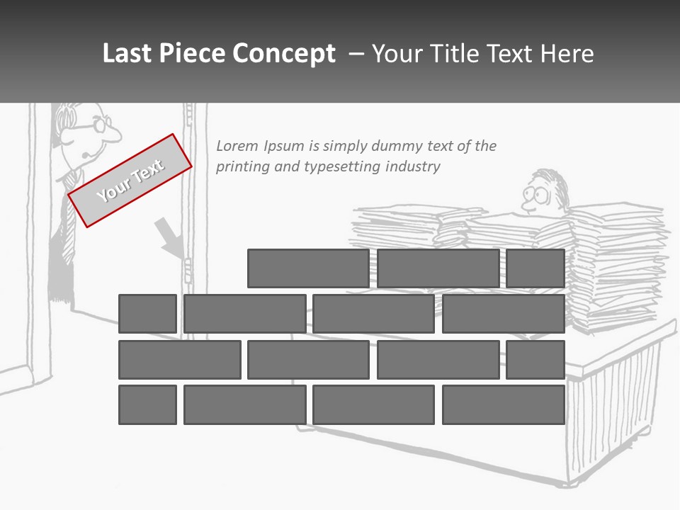 A Cartoon Of A Man Sitting At A Desk In Front Of A Pile Of Papers PowerPoint Template