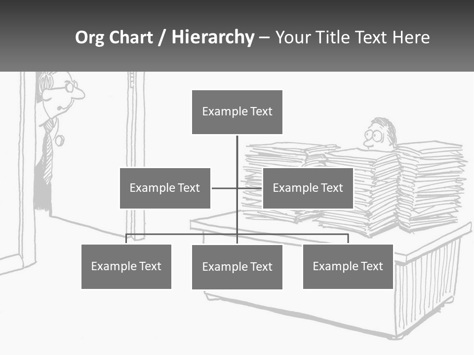 A Cartoon Of A Man Sitting At A Desk In Front Of A Pile Of Papers PowerPoint Template
