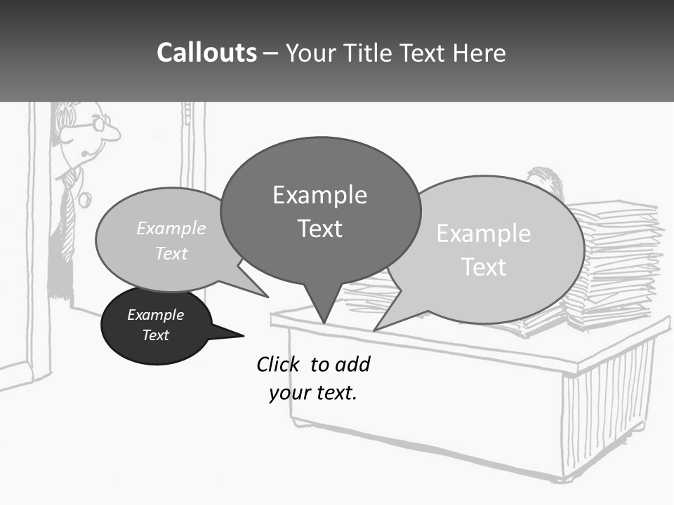 A Cartoon Of A Man Sitting At A Desk In Front Of A Pile Of Papers PowerPoint Template