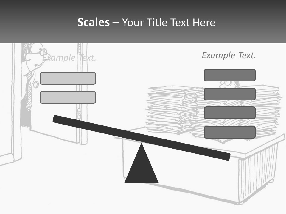 A Cartoon Of A Man Sitting At A Desk In Front Of A Pile Of Papers PowerPoint Template