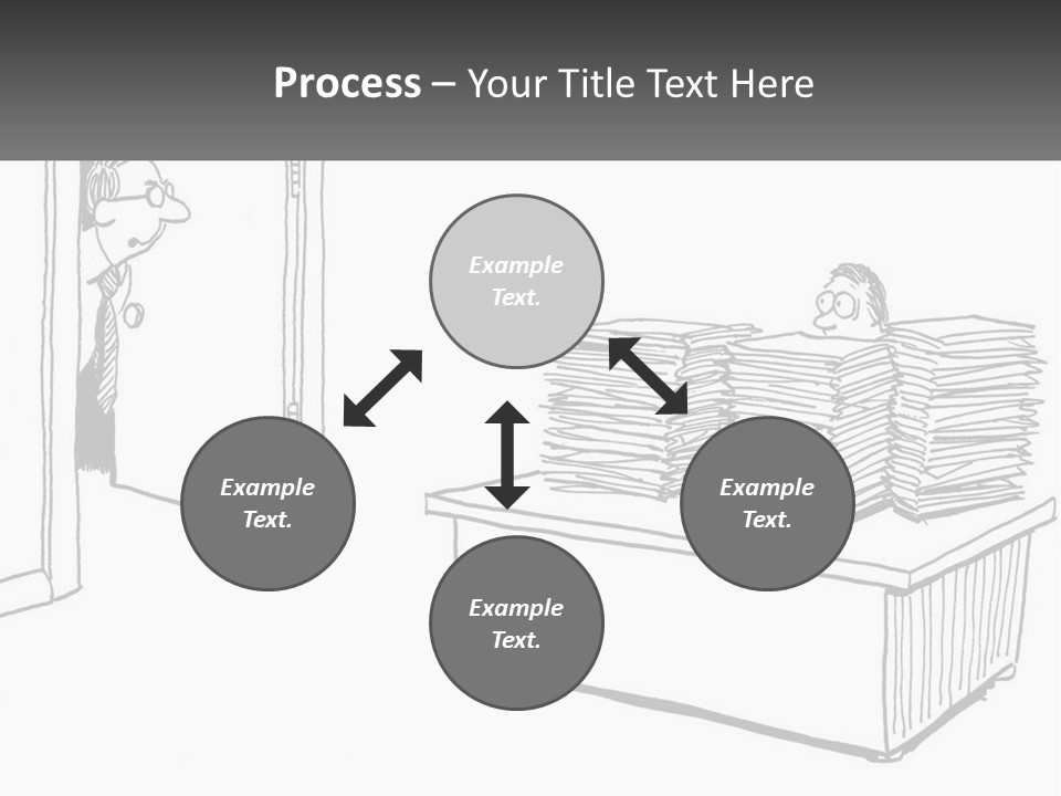 A Cartoon Of A Man Sitting At A Desk In Front Of A Pile Of Papers PowerPoint Template
