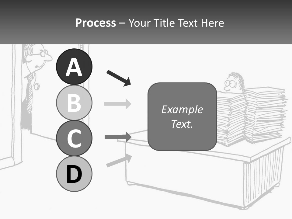 A Cartoon Of A Man Sitting At A Desk In Front Of A Pile Of Papers PowerPoint Template