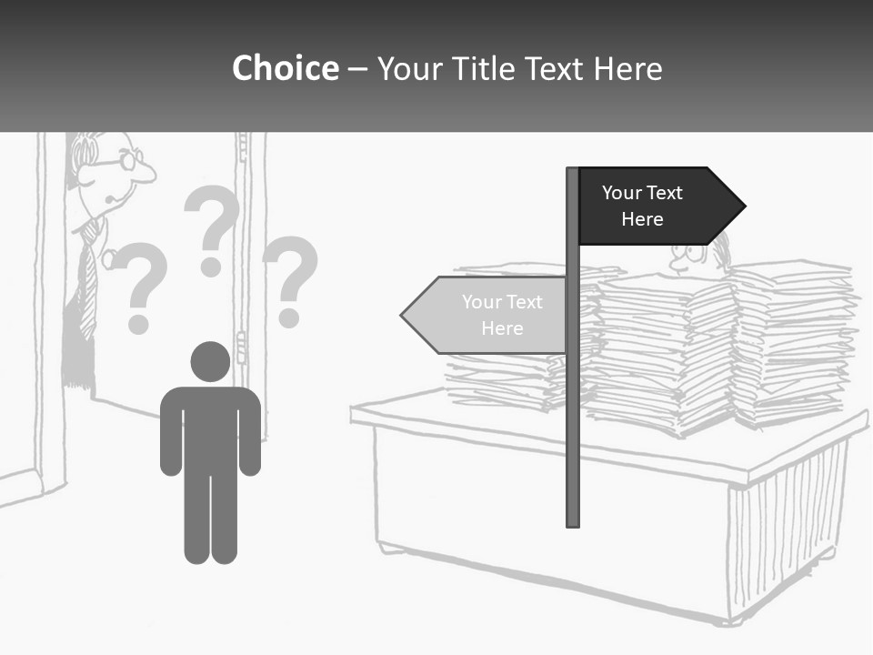 A Cartoon Of A Man Sitting At A Desk In Front Of A Pile Of Papers PowerPoint Template