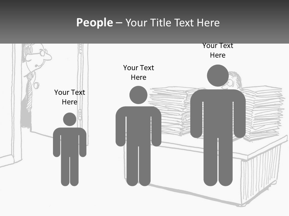 A Cartoon Of A Man Sitting At A Desk In Front Of A Pile Of Papers PowerPoint Template