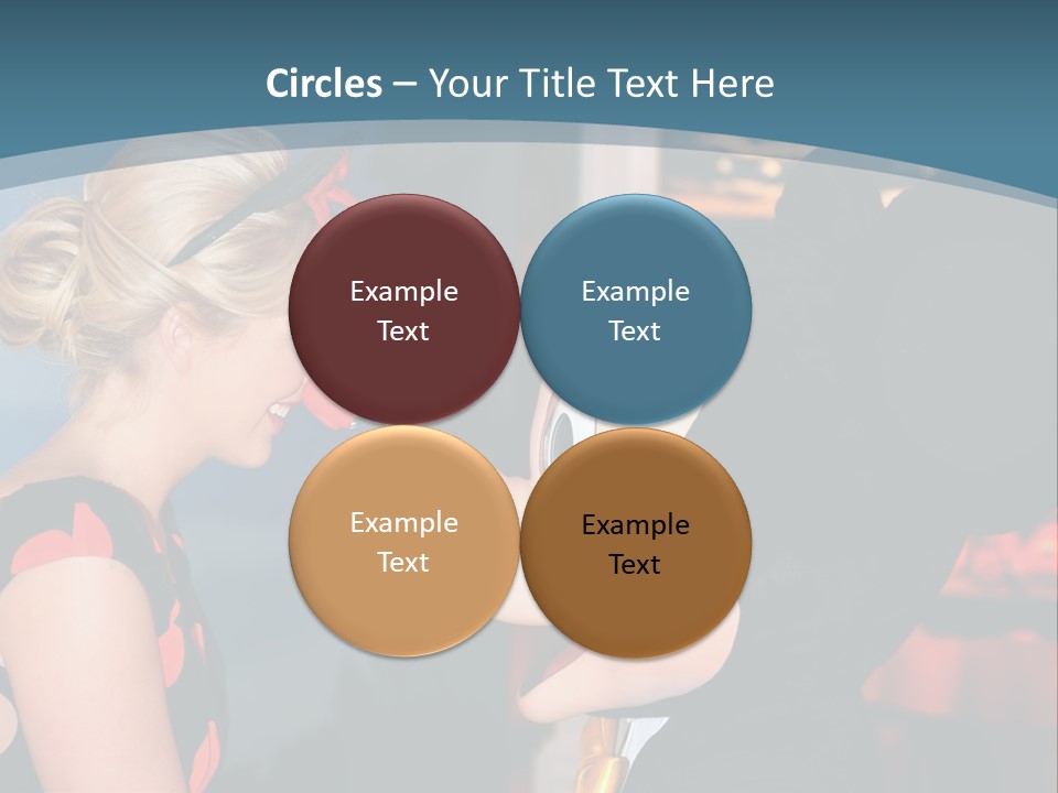 A Woman Is Touching A Mickey Mouse Head PowerPoint Template