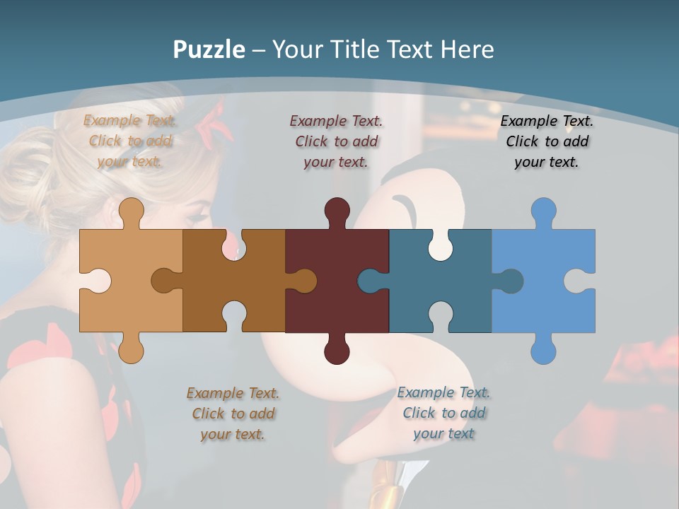 A Woman Is Touching A Mickey Mouse Head PowerPoint Template