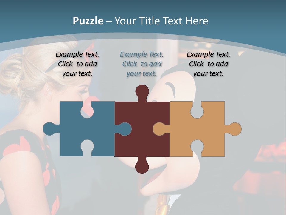 A Woman Is Touching A Mickey Mouse Head PowerPoint Template