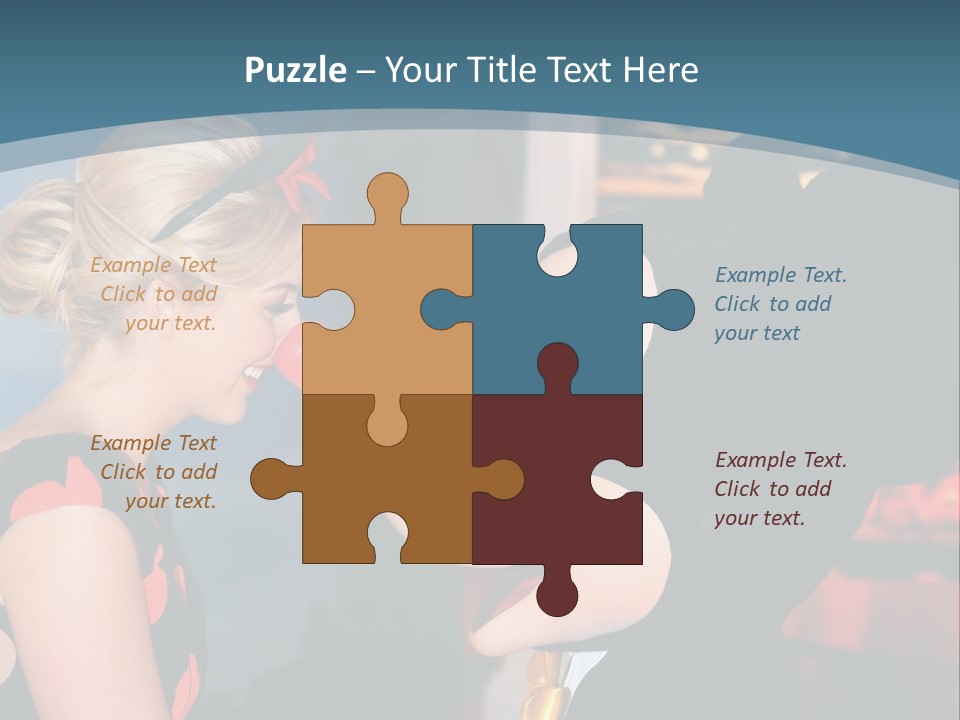A Woman Is Touching A Mickey Mouse Head PowerPoint Template