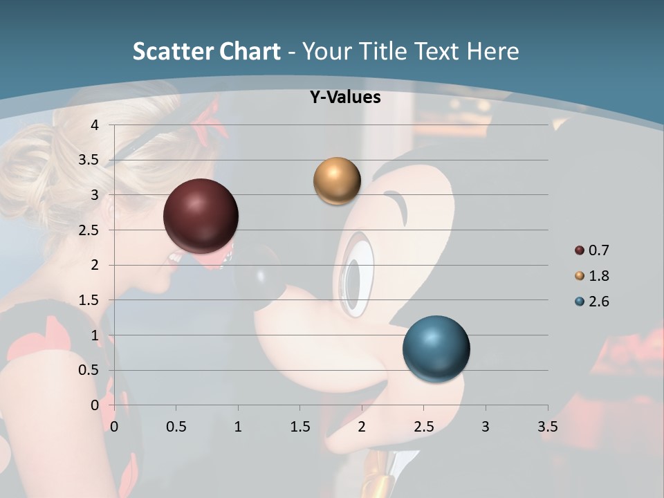 A Woman Is Touching A Mickey Mouse Head PowerPoint Template