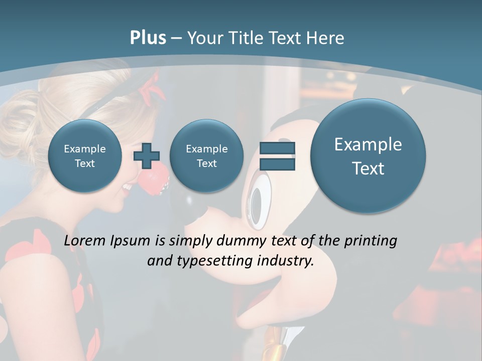 A Woman Is Touching A Mickey Mouse Head PowerPoint Template