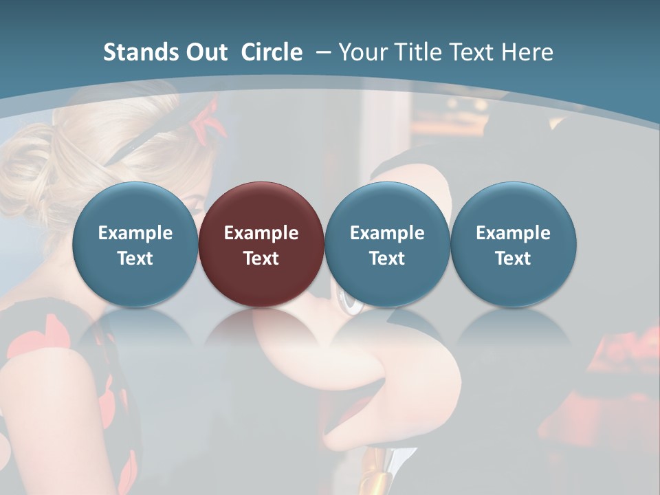 A Woman Is Touching A Mickey Mouse Head PowerPoint Template