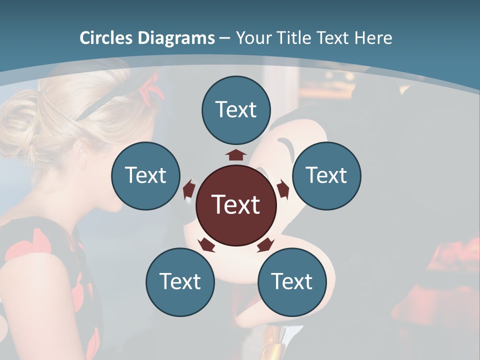 A Woman Is Touching A Mickey Mouse Head PowerPoint Template