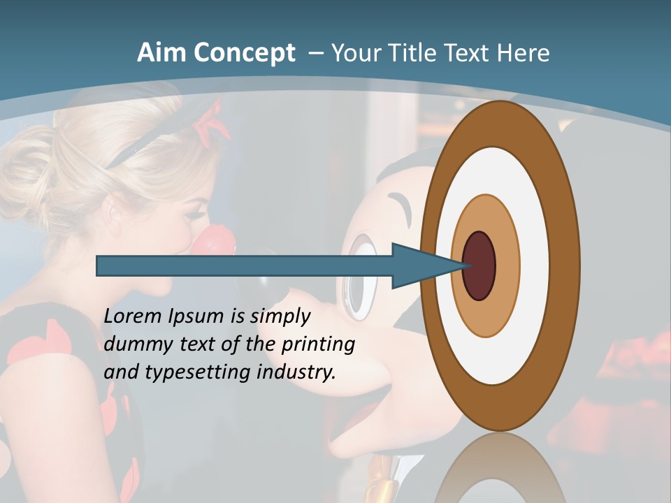 A Woman Is Touching A Mickey Mouse Head PowerPoint Template