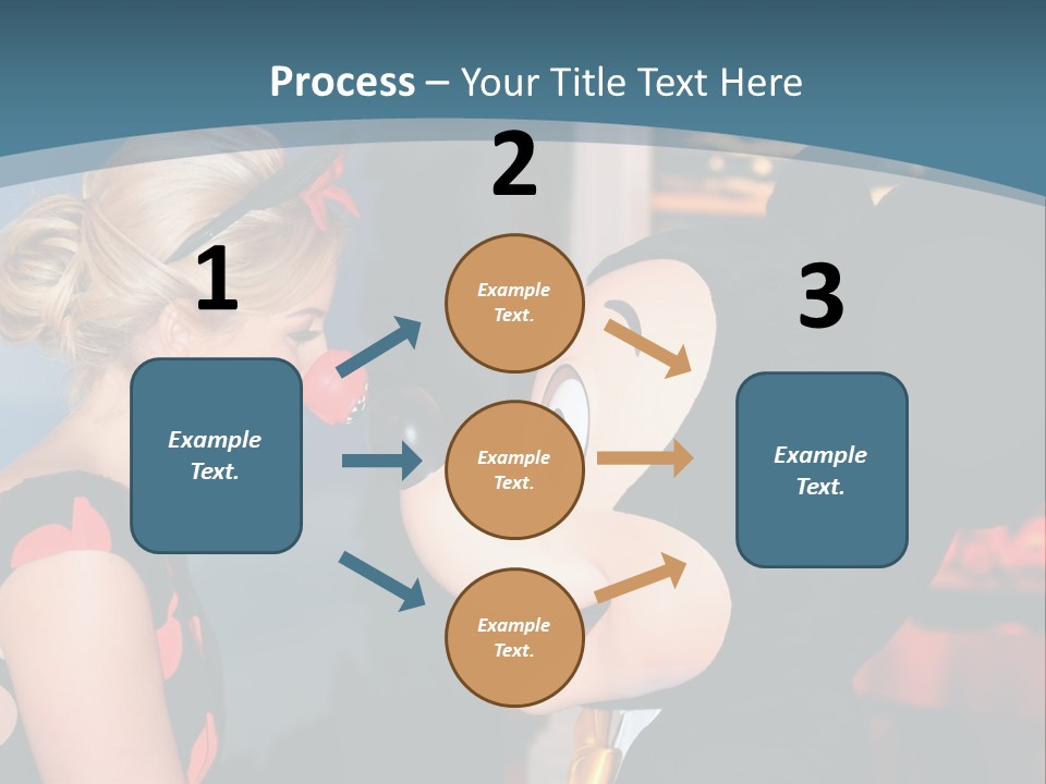 A Woman Is Touching A Mickey Mouse Head PowerPoint Template