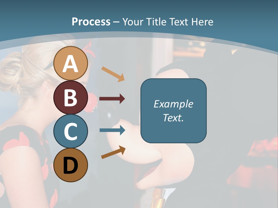 A Woman Is Touching A Mickey Mouse Head PowerPoint Template
