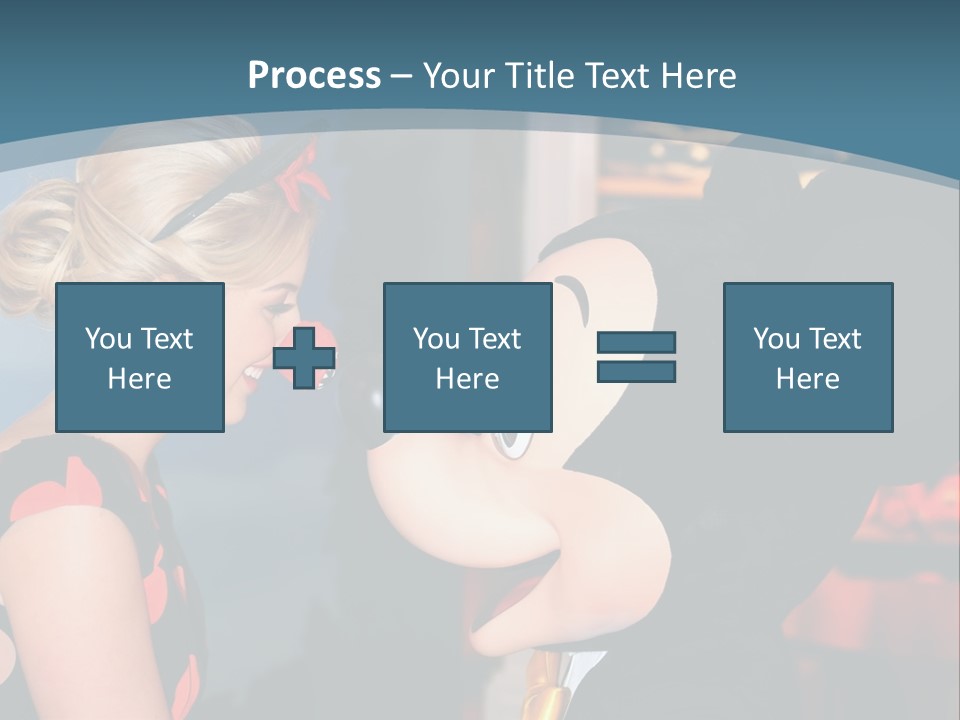 A Woman Is Touching A Mickey Mouse Head PowerPoint Template