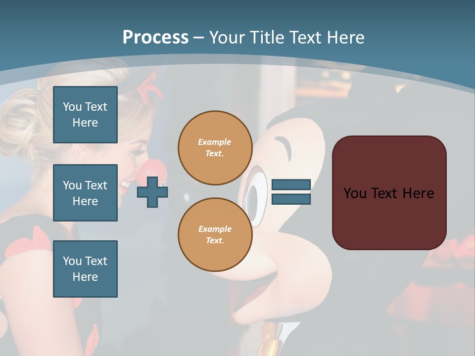 A Woman Is Touching A Mickey Mouse Head PowerPoint Template