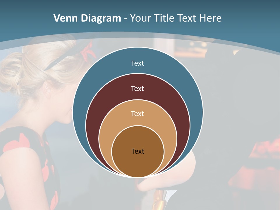 A Woman Is Touching A Mickey Mouse Head PowerPoint Template