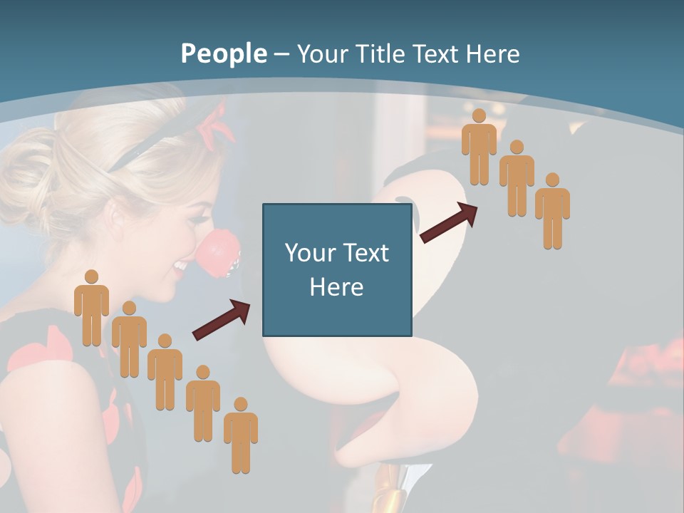 A Woman Is Touching A Mickey Mouse Head PowerPoint Template