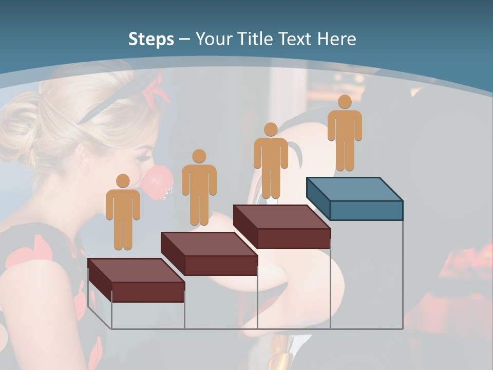 A Woman Is Touching A Mickey Mouse Head PowerPoint Template
