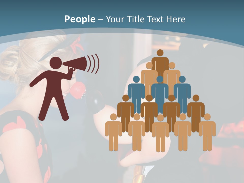 A Woman Is Touching A Mickey Mouse Head PowerPoint Template