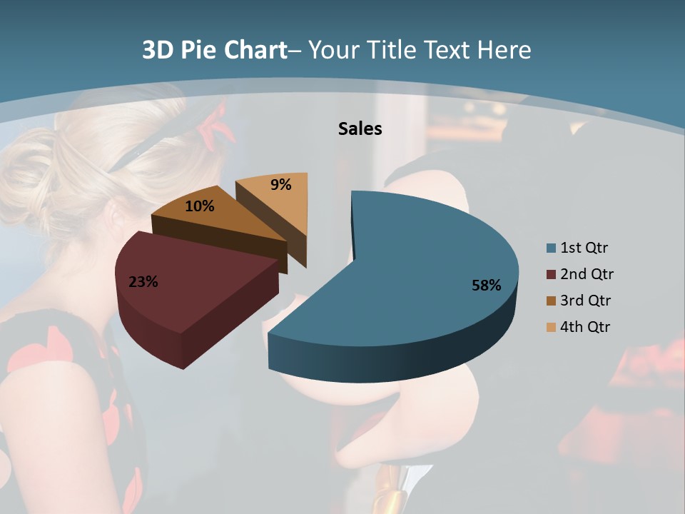 A Woman Is Touching A Mickey Mouse Head PowerPoint Template
