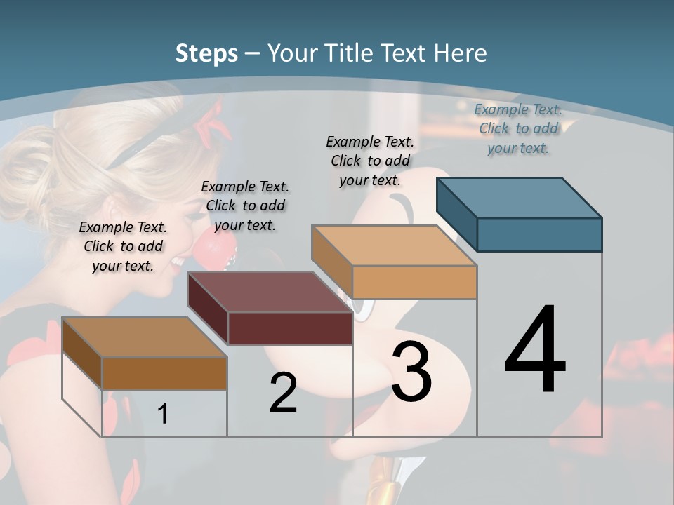 A Woman Is Touching A Mickey Mouse Head PowerPoint Template