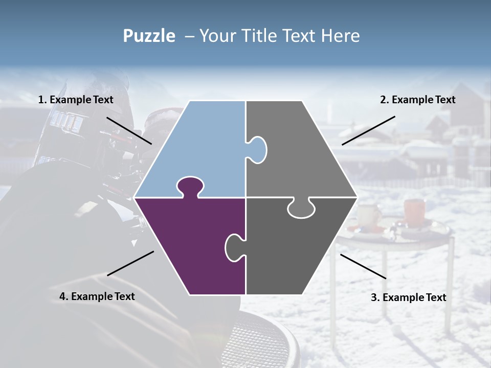 A Couple Of People That Are Sitting In The Snow PowerPoint Template